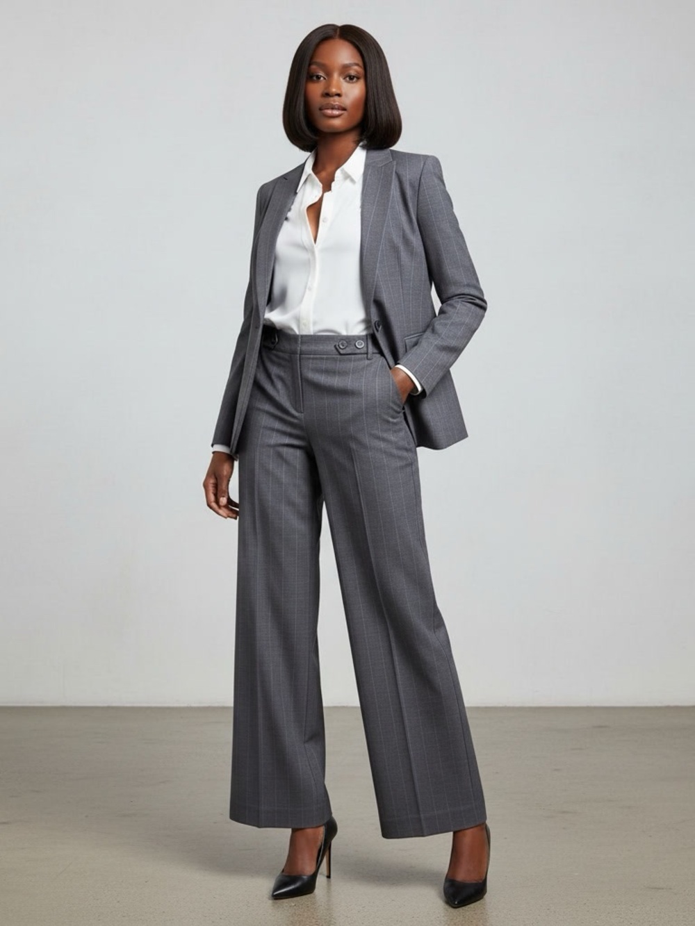 The Limited Cassidy Fit Pinstripe Wide Leg Dress Pants Gray Size 10